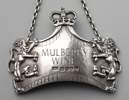 Rare Cast Silver Commemorative Coronation Wine Label - Mulberry Wine, Unrecorded Name